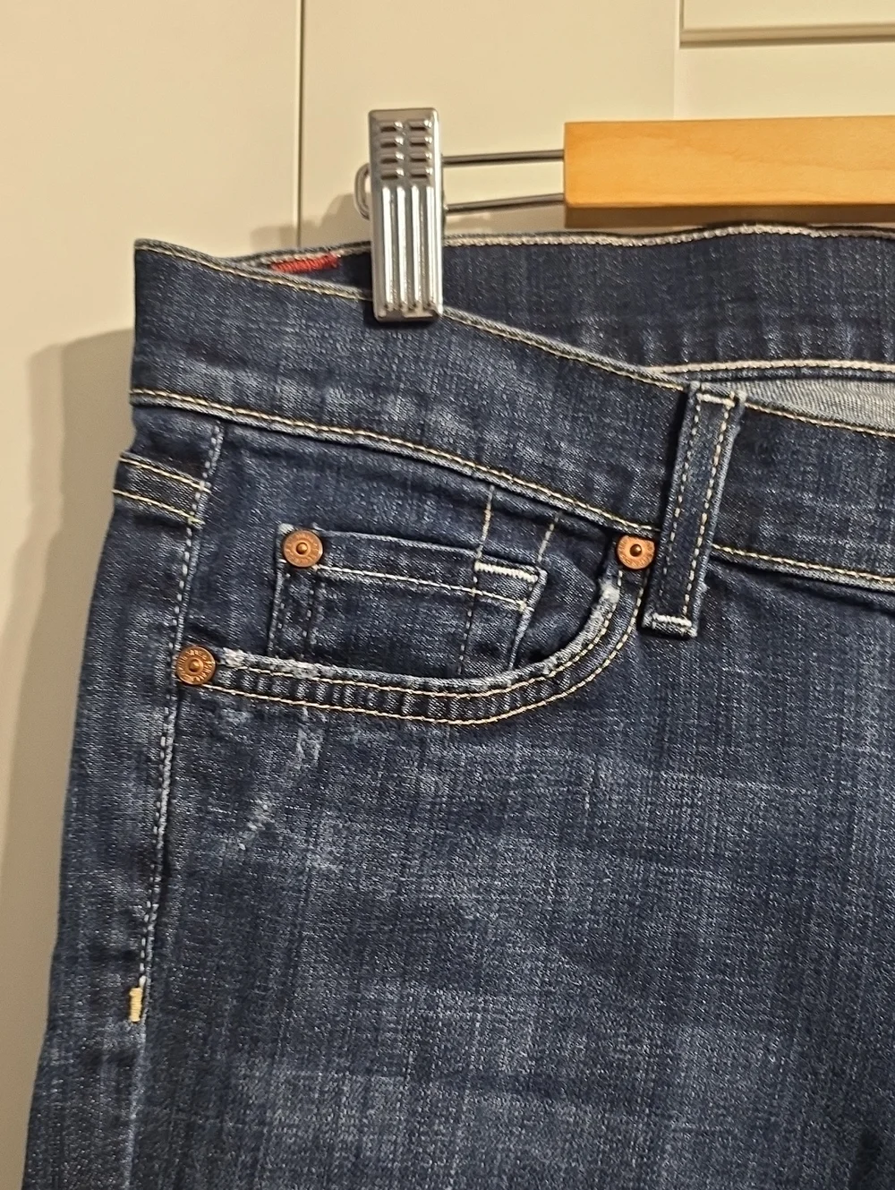 7 For All Mankind Short Inseam Dojo Slim Illusion Jeans Womens 31x30 Blue M-Wash